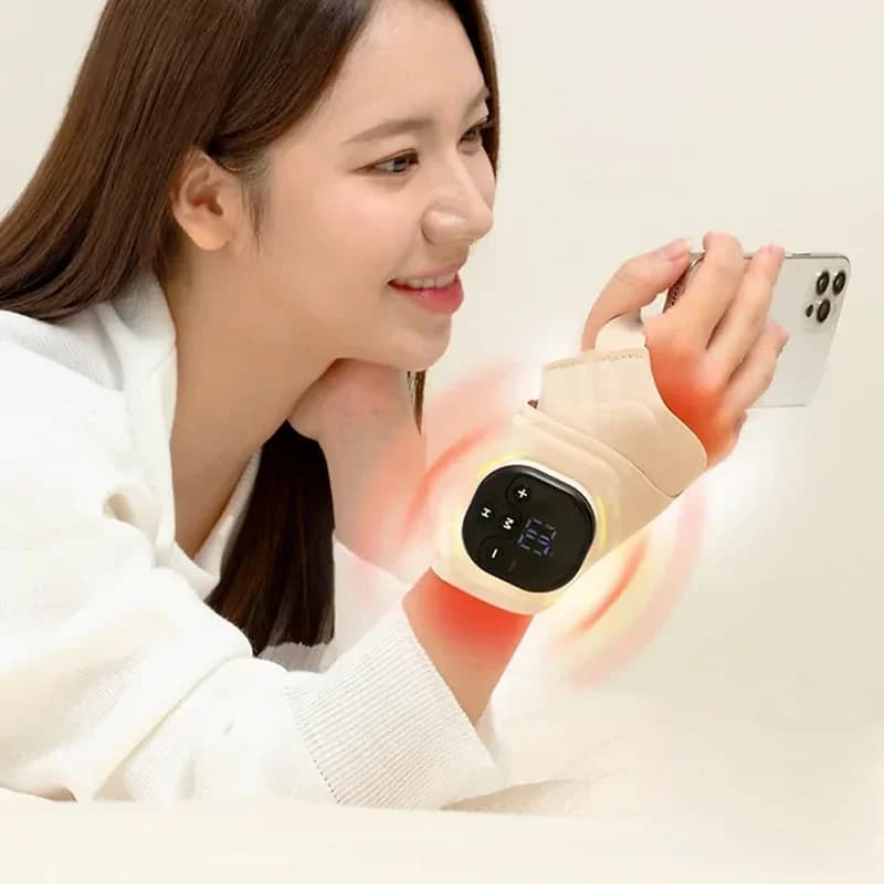 USB Rechargeable EMS Heated Wrist Massager, Smart Vibration Custom Electric Wrist Support Brace Bands