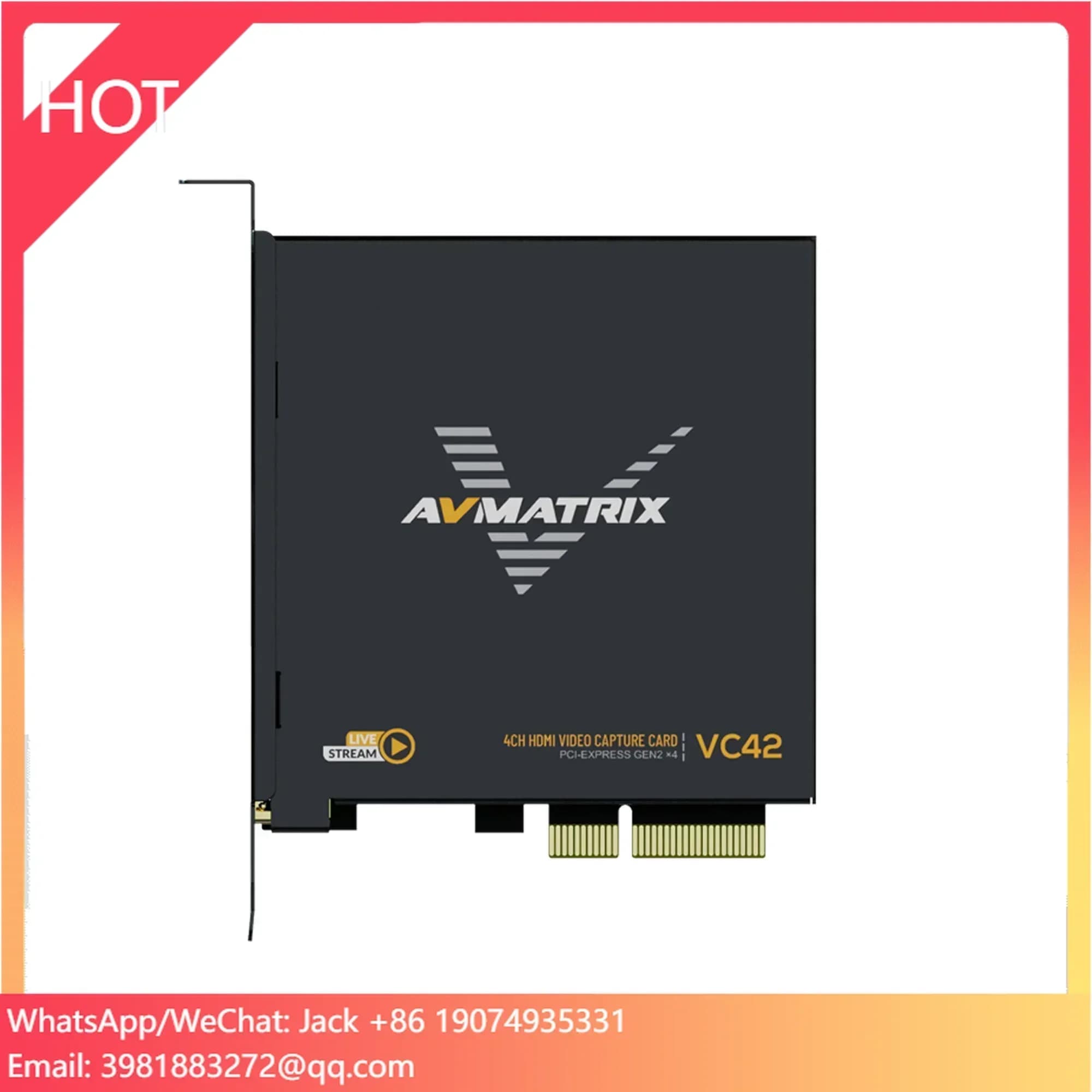 AVMATRIX VC42 Scheda di Acquisizione PCIE a 4 Canali 1080p60 per Vmix OBS, Registrazione, Gaming e Streaming Live a Bassa Latenza su Win10 e Linux