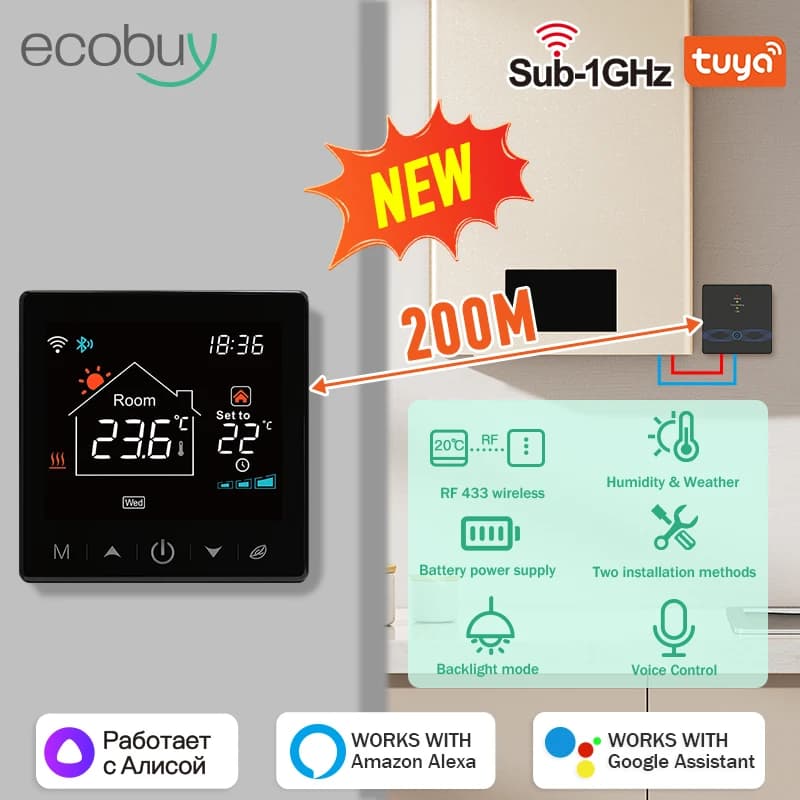 Tuya Smart Wifi Termostato per caldaia Termostato per caldaia a gas wireless Riscaldamento Regolatore di temperatura digitale Alexa Google Home Alice