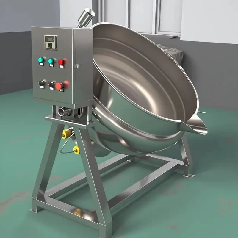 Industrial Stainless Steel Jacketed Cooking Pot with Agitator Electric Gas Steam Heating Tilted Kettle 100-500kg/h Capacity