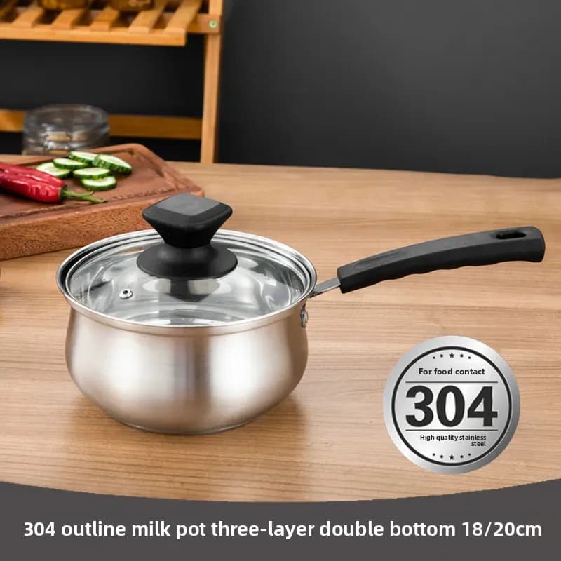 Cucina in acciaio inossidabile 304 padella casseruola per il latte zuppa pentole padella antiaderente con coperchio in vetro coperchio pentole