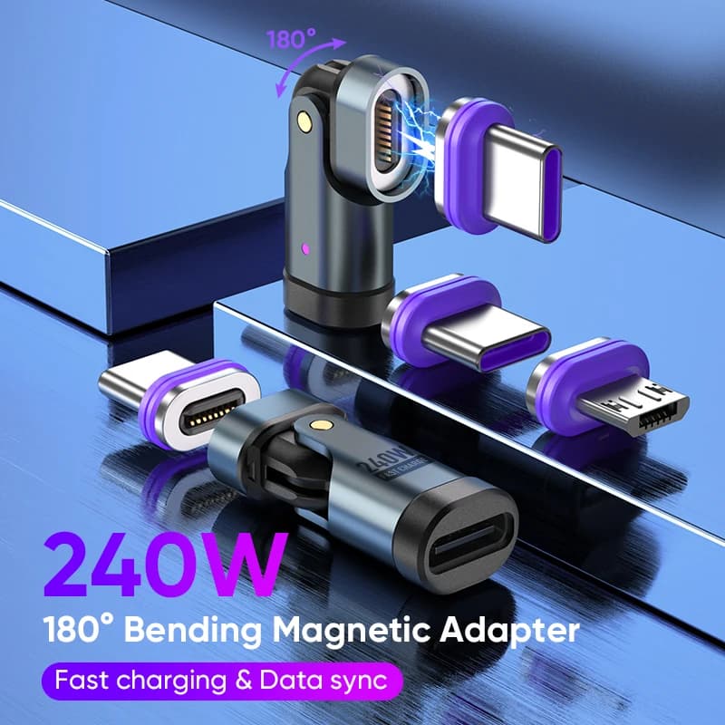 USB C to Type C Magnetic OTG Adapter PD240W Fast Charging USB-C Female OTG Converter for Macbook Samsung IPhone 17 pro