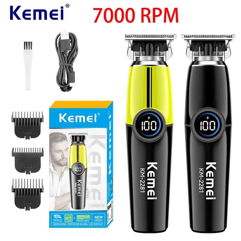 Kemei Professional Hair Clipper Electric Trimmers USB Rechargeable Beard Trimmer Barber Hair Cutting Machine for Men KM-2281