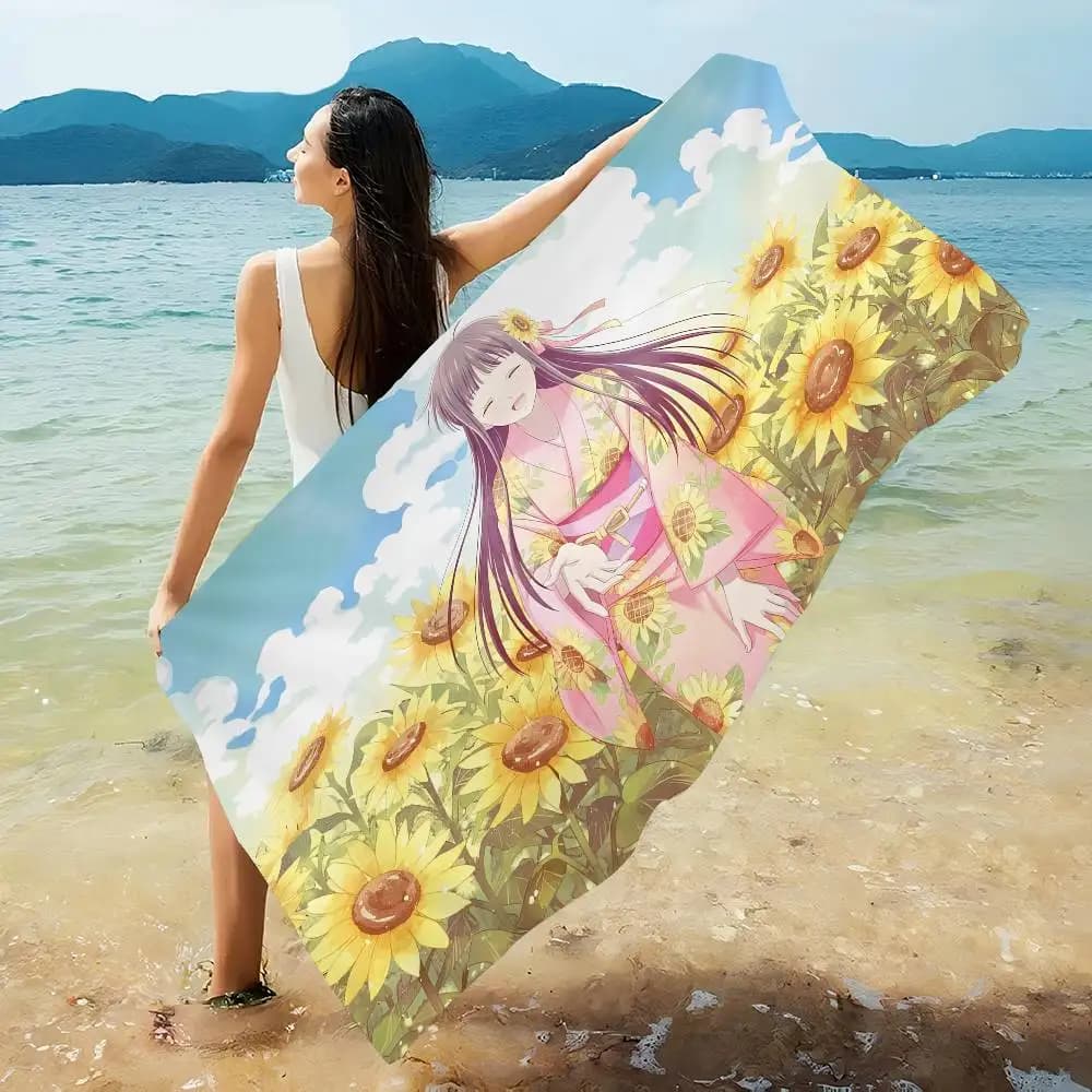 Asciugamani da spiaggia grandi in microfibra a tema Fruits Basket Anime, ad asciugatura rapida, per piscina, viaggi, nuoto e yoga