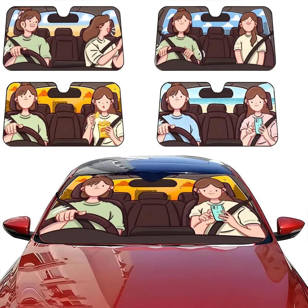 Parasole per auto Pattern Go On A Road Trip, parasole per parabrezza, parasole per protezione solare, regali originali per auto.