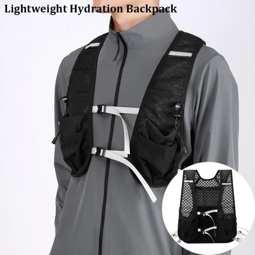 Lightweight Hydration Backpack Breathable Large Capacity Running Vest Multiple Pockets Reflective Cycling Vest for Women Men