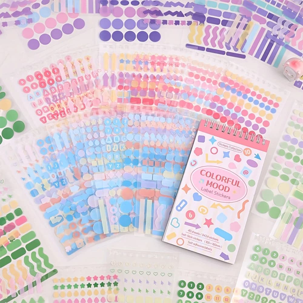 3424 pezzi adesivi etichette colorate umore geometria fantasia decalcomanie per journaling quaderni artigianali fai da te multi-elemento decorativo