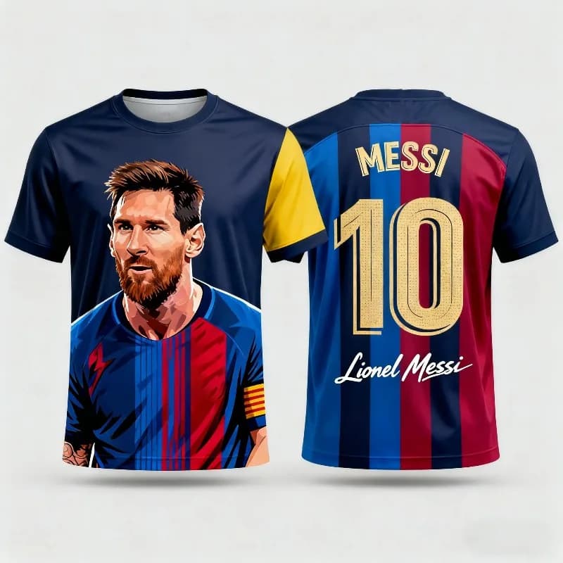 Maglietta da Calcio Uomo 2026 MESSI, T-shirt Estiva Commemorativa per Tifosi, Stile Casual Sportivo con Stampa Superstar