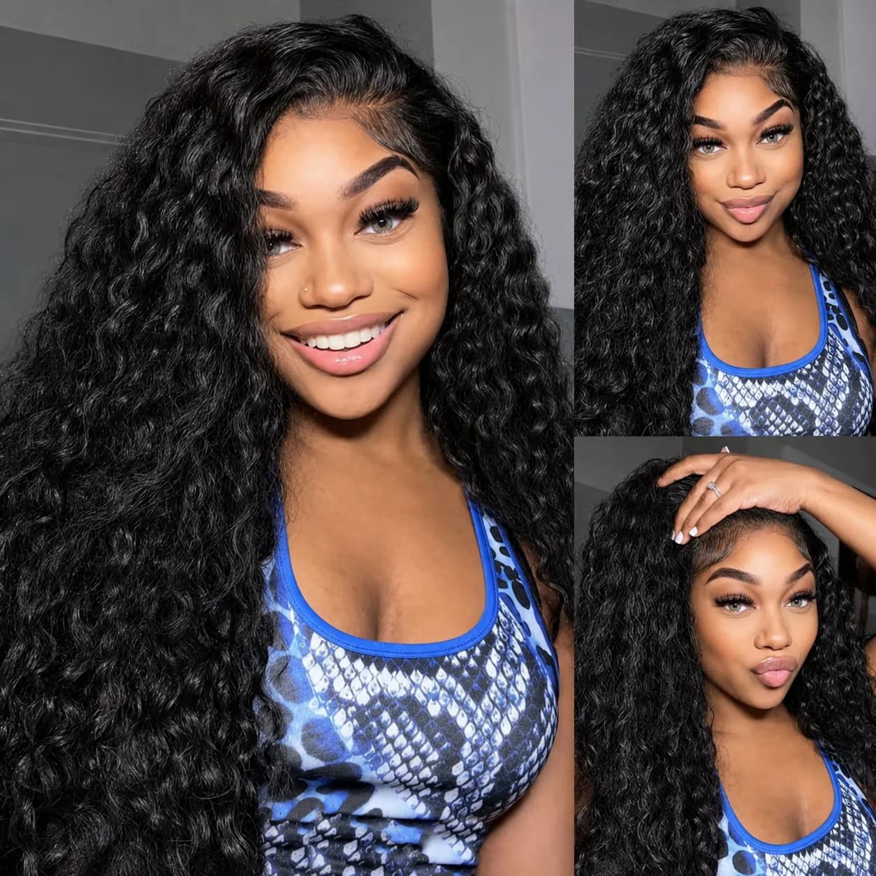 Ultra Fitted 250% Curly Wigs Human Hair 13x6 Real HD Transparent Lace Frontal Wigs Water Wave 34 in Remy Hair For Black Women