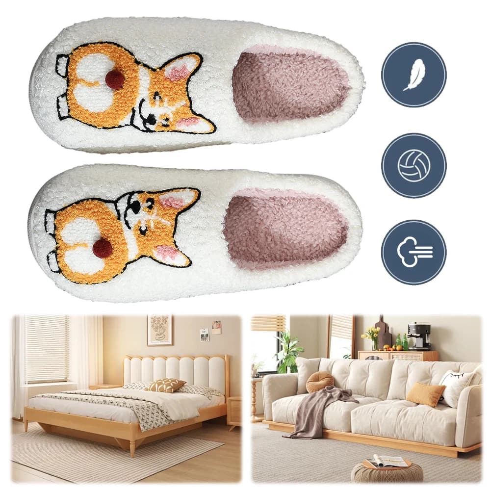 Slippers for dogs in plush Indoor Slippers Non-slip Slippers with closed toe Comfortable slippers for pets of cartoons for the inner bedroom
