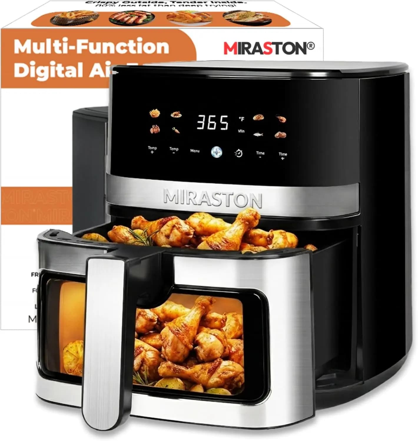 5.8QT Air Fryer with View Window, Square Basket, 24-Hour Delay, Dishwasher Safe