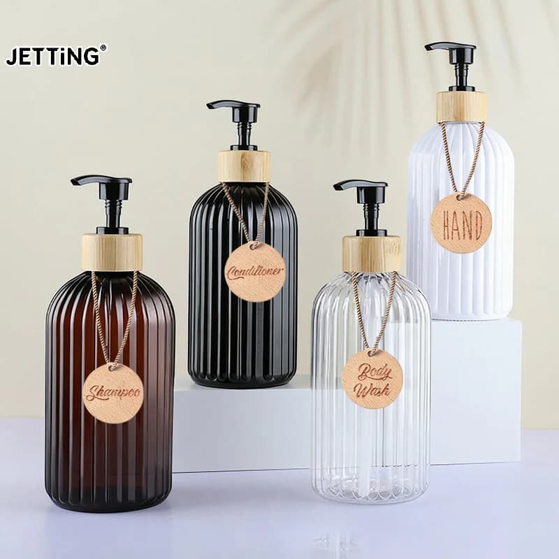 1/3pcs 500ML Striped Bottles For Shampoo, Body Wash, And Conditioner, Kitchen/Bathroom Soap Dispenser Refillable Bottle