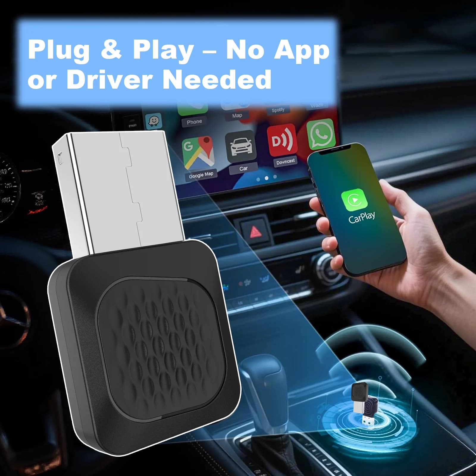 Adattatore Wireless CarPlay Universale USB Dongle Plug & Play Connessione Perfetta per Auto OEM Per Tesla Model Y Juniper 2025