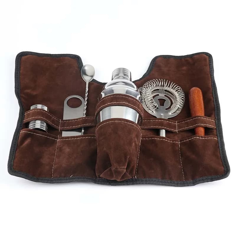 7 pezzi/set set di shaker per cocktail in acciaio inossidabile, strumenti da bar con tazza di miscelazione, kit da barista professionale per pub cucina domestica