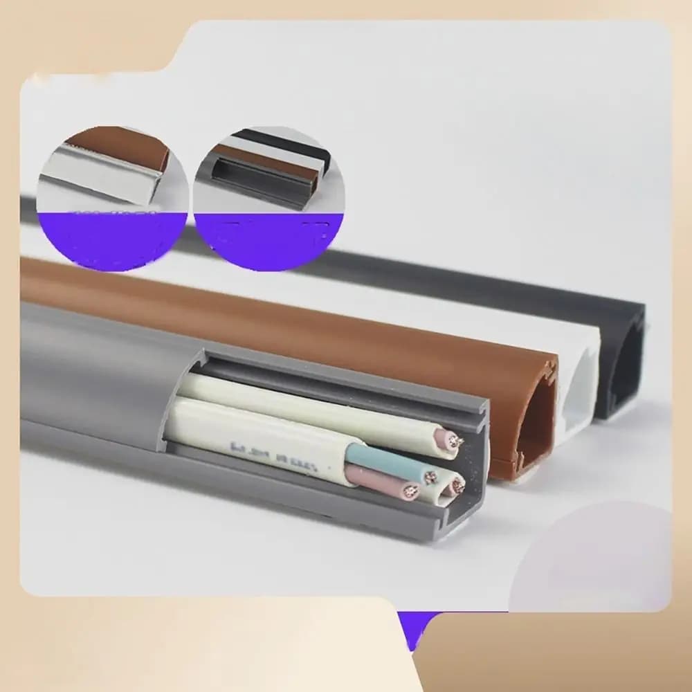 1pc PVC Triangle Slot Floor Cord Cover Self-Adhesive Cord Protector Extension Wiring Duct Electric Wire Slot Cable Manage Cable