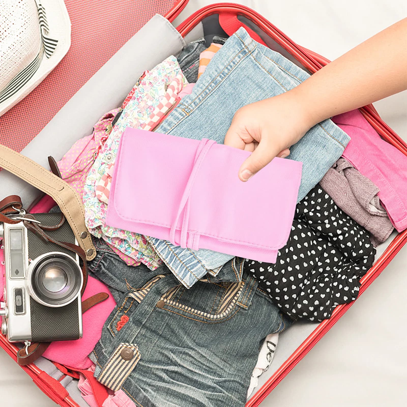 Organizer per Pennelli da Trucco, Custodia da Viaggio Portatile in Nylon Impermeabile e Leggera