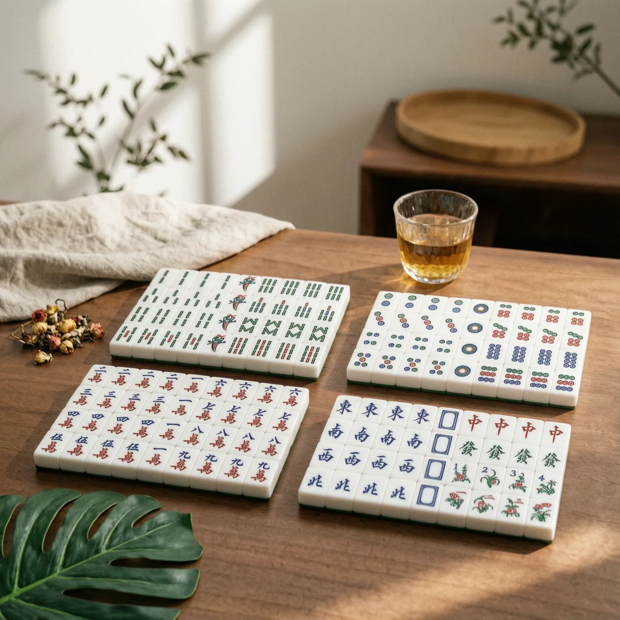 Crystal Acrylic Rectangular Tiles 148 Set Smooth Mahjong Pieces Table Game Accessory for Classic HK Style Play