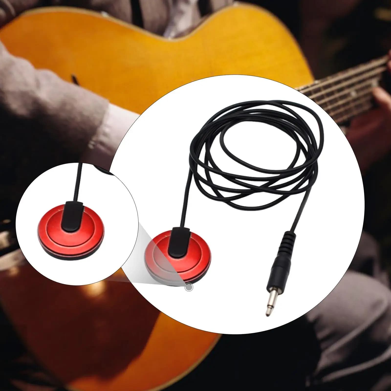 Microfono Piezo per Foro di Risonanza Facile da Installare con Uscita Audio da 3,5 mm per Chitarra Folk, Violino, Ukulele