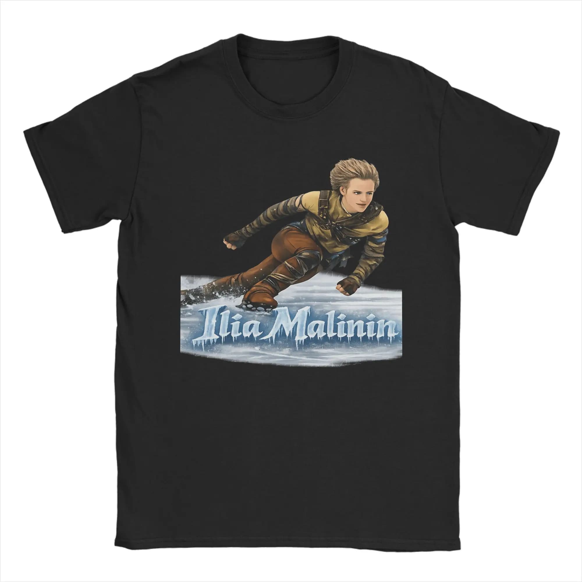 T-shirt da uomo girocollo in cotone a maniche corte con design di pattinaggio artistico su ghiaccio Fashion Ilia Malinin - Nuovi arrivi