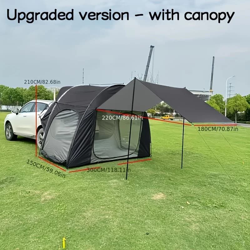Tenda da campeggio per auto da campeggio all'aperto, ombrellone da notte con guida autonoma, tettoia per auto ad apertura rapida, aggiornamento, grande tettoia con finestra dello schermo