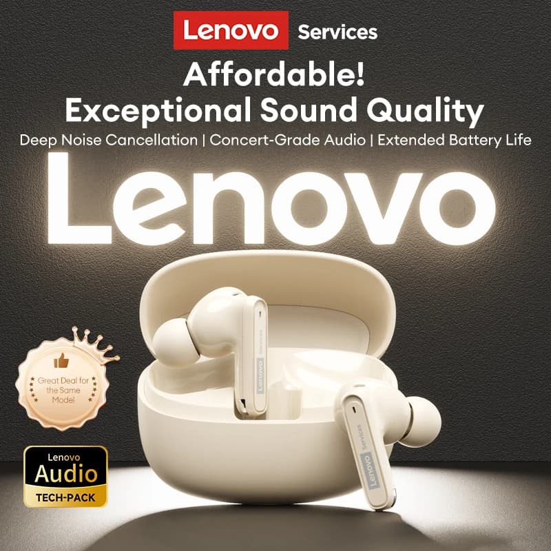 Lenovo LE216 ANC Auricolari Bluetooth 6.0 TWS Auricolari in-ear wireless Cancellazione attiva del rumore Cuffie per chiamate HD 30 ore di riproduzione