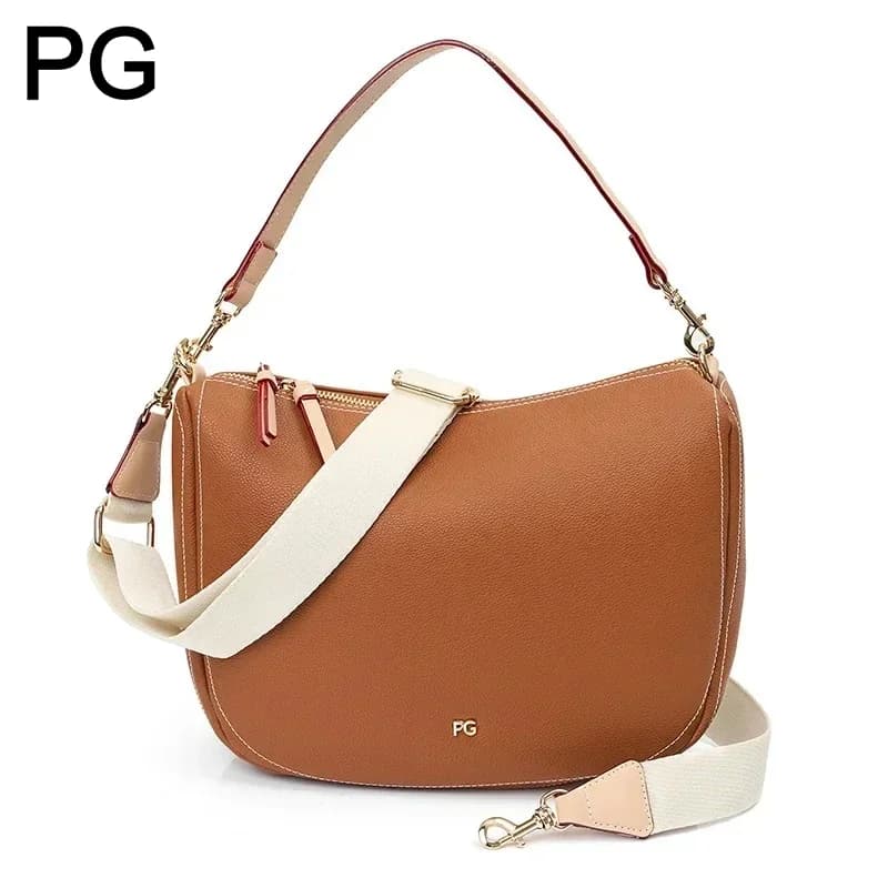 PG women's shoulder bag, simple half moon design, comfortable, fashionable, great capacity, versatile, for everyday commuting and travel.