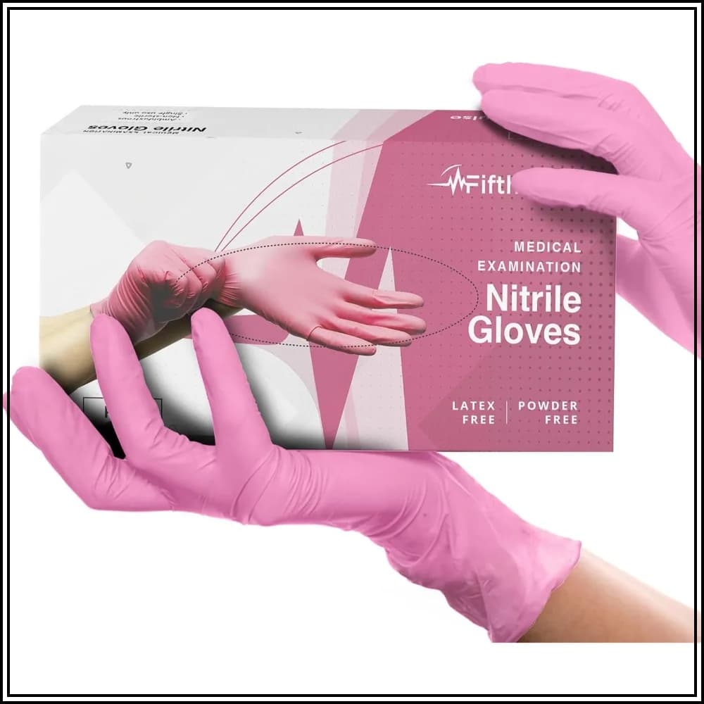 Fuchsia Hot Pink Nitrile Disposable Gloves - 3 Mil Medical Exam Gloves, Powder & Latex Free