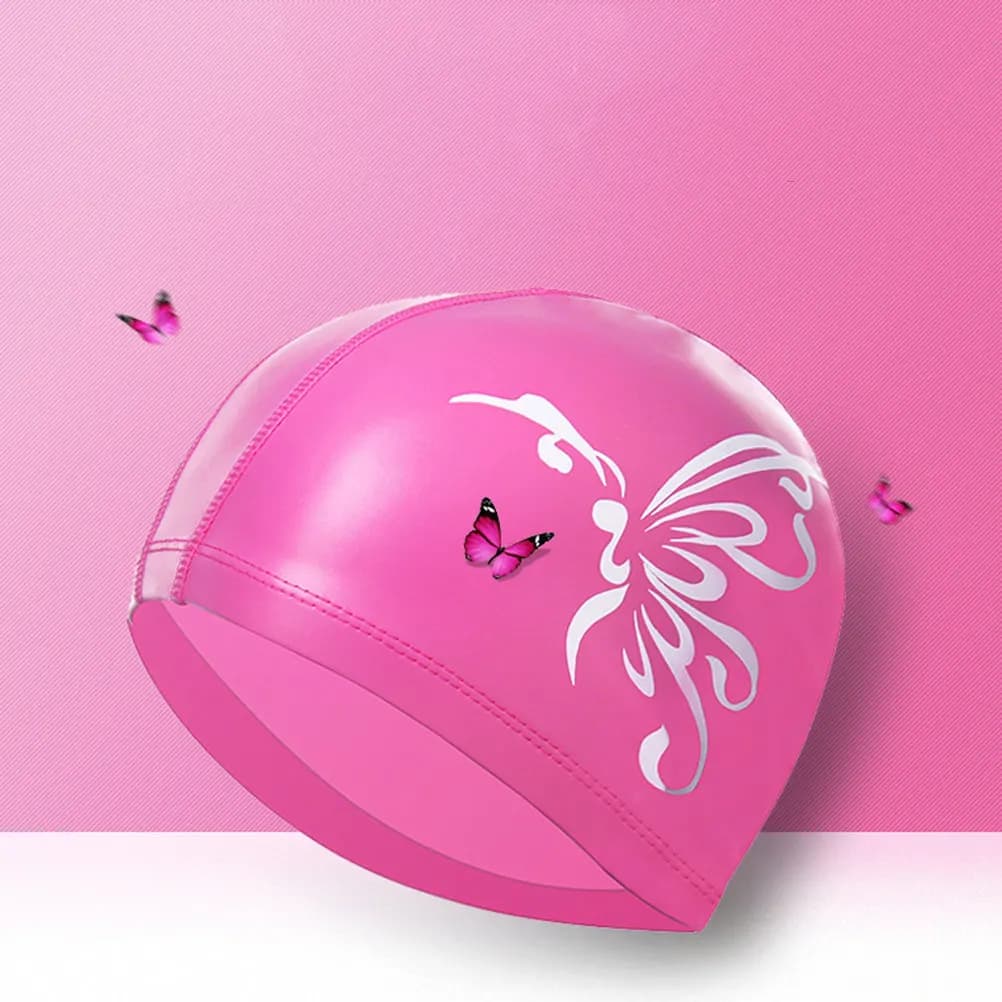 Waterproof PU Cloud Headphone with Solar Protection, Elastic Earring Covers, Pink Swimming Accessory with Butterfly for Women and Girls
