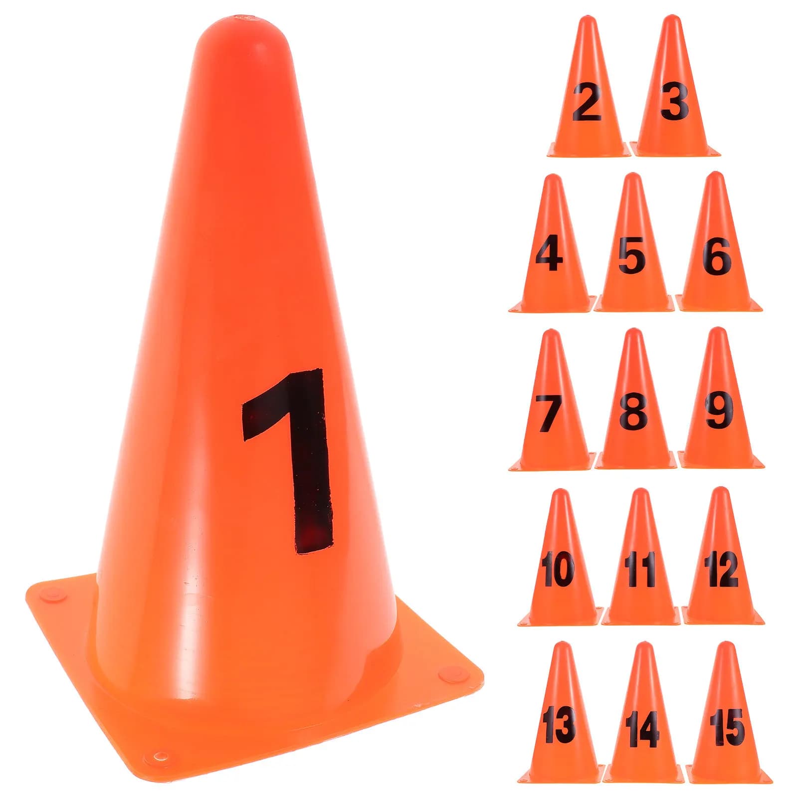 15Pcs Numbered Cones Soft Plastic Training Markers Agility Field Marker Cones for Soccer Basketball Football Drills Outdoor