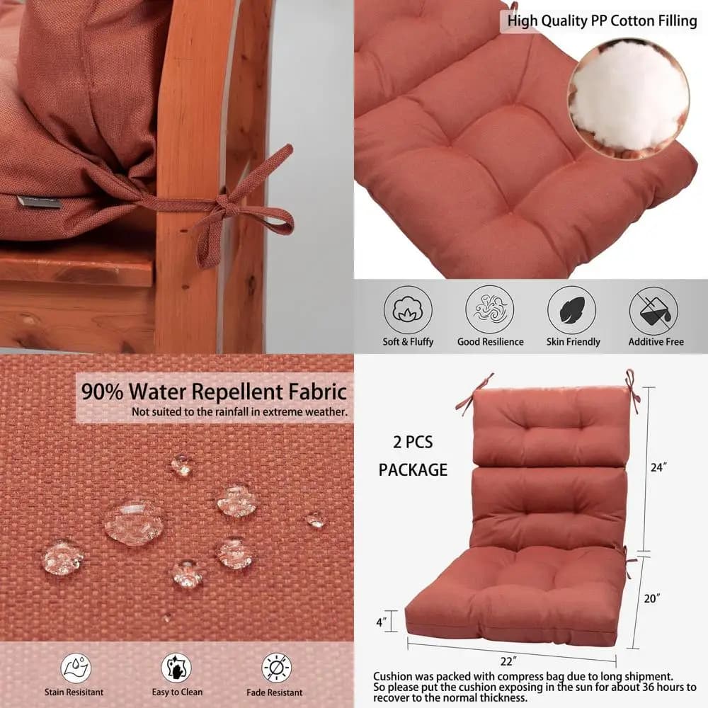 Set di 2 cuscini impermeabili per sedie con schienale alto per uso interno/esterno - Corallo