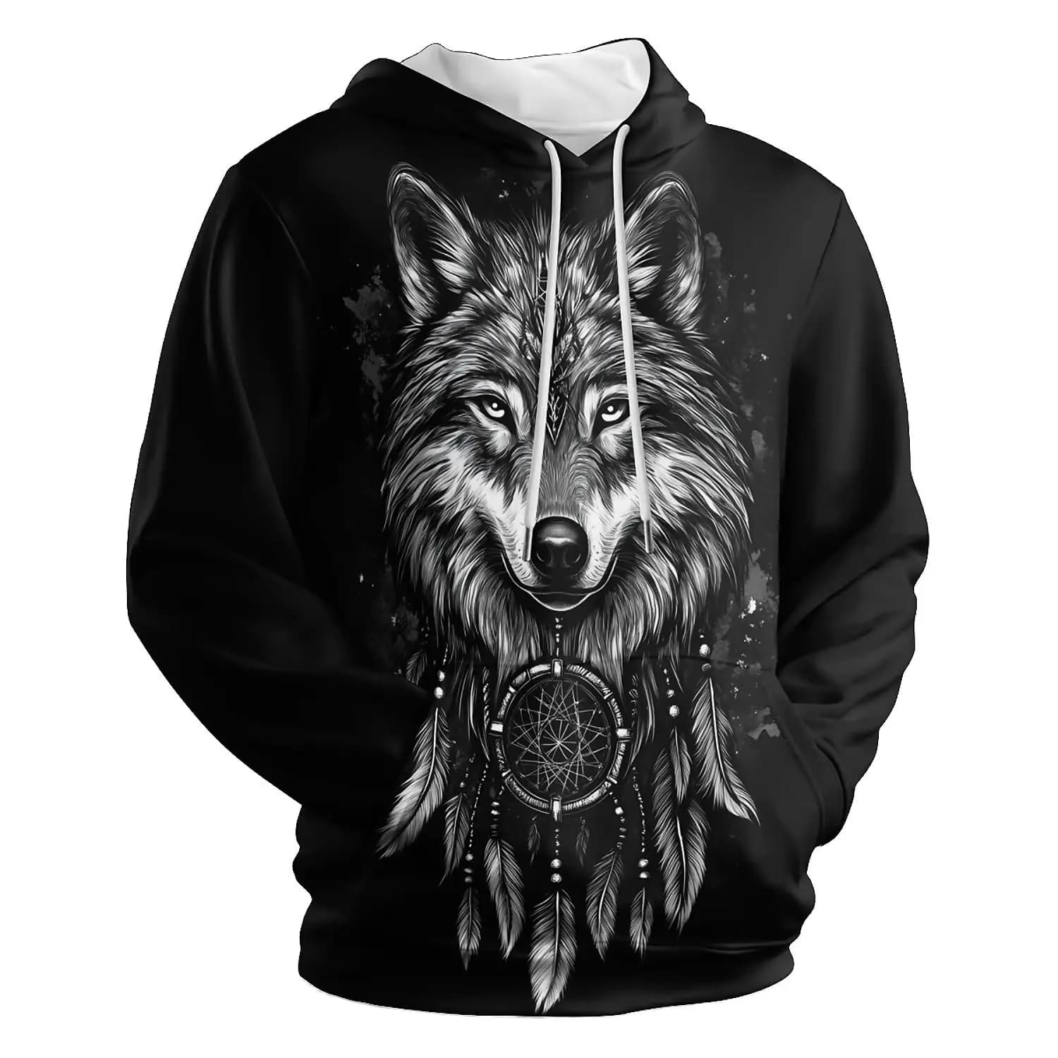 Felpe con cappuccio Amasnay Blue Flame Wolf Stampa 3D Pullover grafico Felpa con cappuccio Felpe con grandi tasche 2026