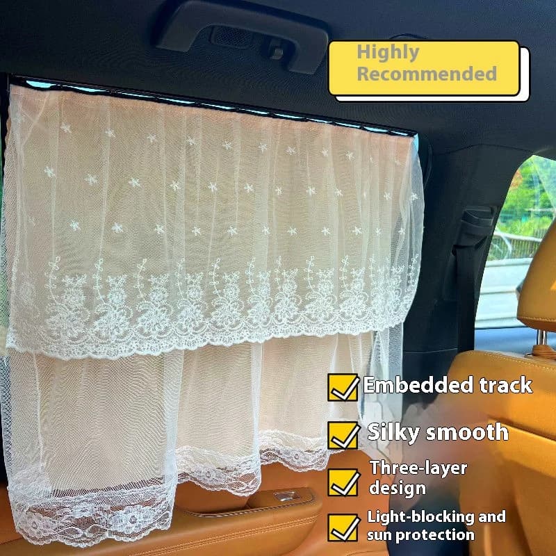 Finestre laterali dell'auto Parasole Ispessito Isolamento termico montato su pista Accessori per auto Tende per la privacy dell'auto a tripla strato in pizzo