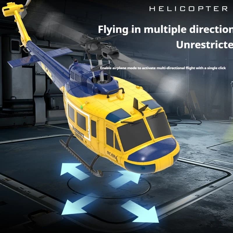 Elicottero RC Uh-1 C032 2.4G con Giroscopio a 6 Assi, 6 Canali, Mantenimento Altitudine, Flusso Ottico, Motore Brushless, Telecomandato, Giocattolo per Adulti, Regalo