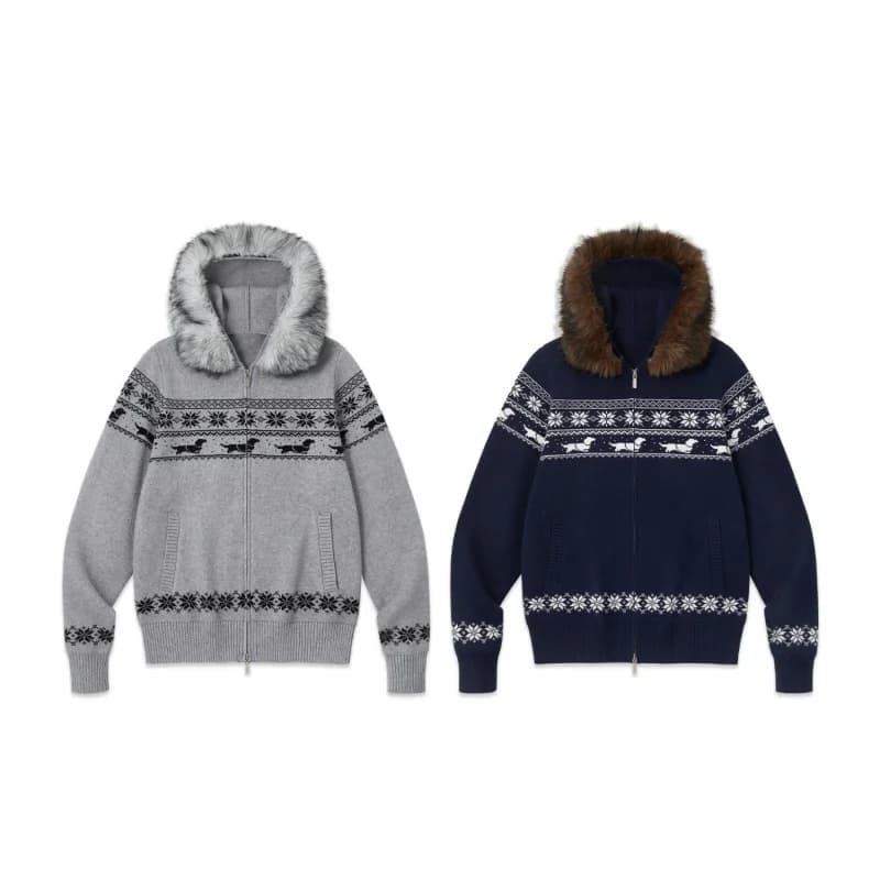 Giacca maglione vintage jacquard con cappuccio a maniche lunghe, maglione invernale lavorato a maglia ampia, top con doppia cerniera