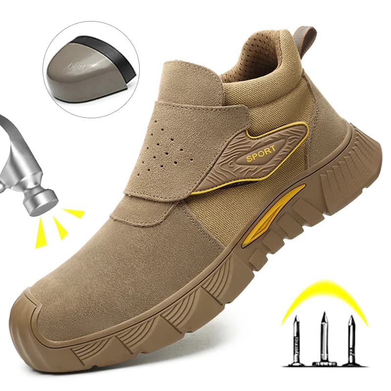 Scarpe antinfortunistiche da lavoro protettive di migliore qualità alla moda per uomo Scarpe traspiranti Stivali da lavoro antiforatura con puntale in acciaio antiforatura