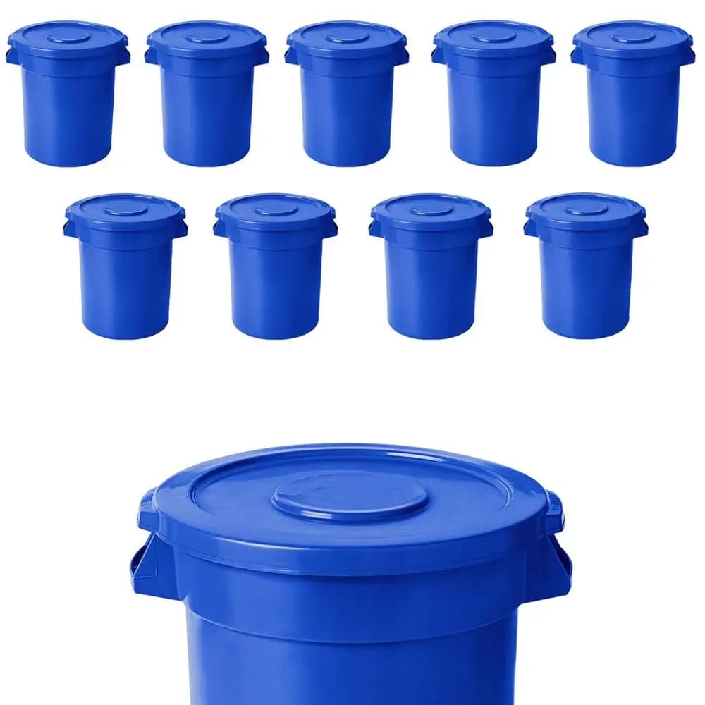 Bidone della Spazzatura da 20 Galloni con Coperchio, Contenitore Rotondo per Ingredienti, Bidone per Riciclaggio, Cestino per Rifiuti da Cucina, Bidone per Rifiuti da Ufficio, Barile per Rifiuti