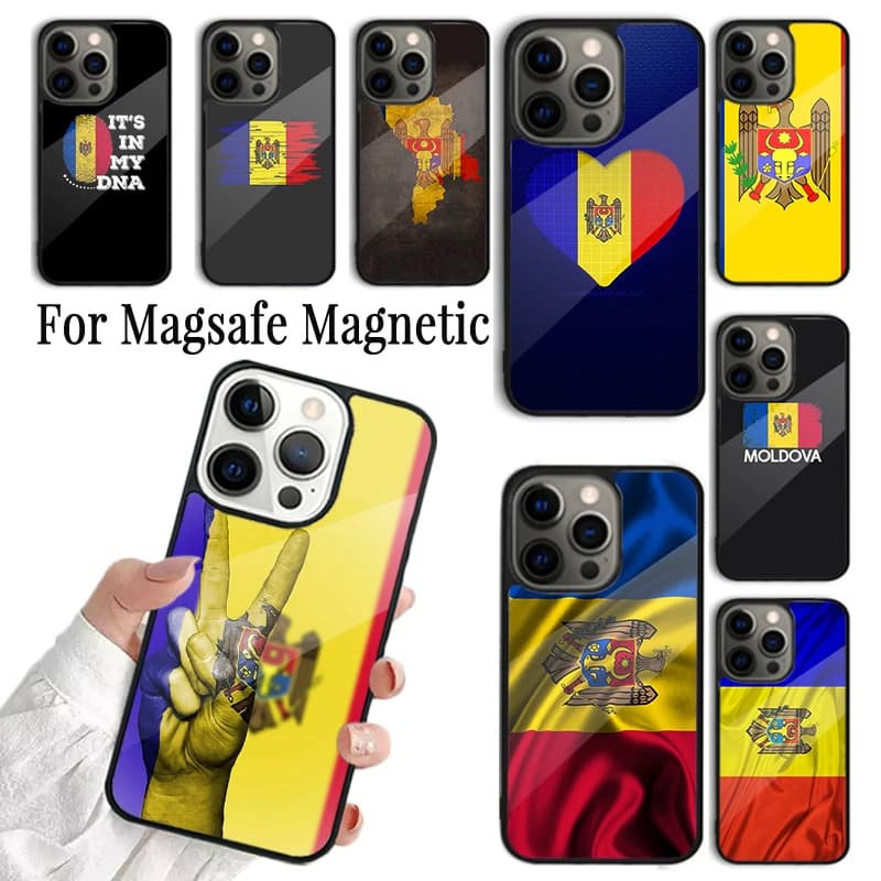 Cover per telefono con bandiera della Moldavia per iPhone 17 AIR 16 15 14 13 12 11 Pro Max Plus, custodia magnetica wireless Magsafe
