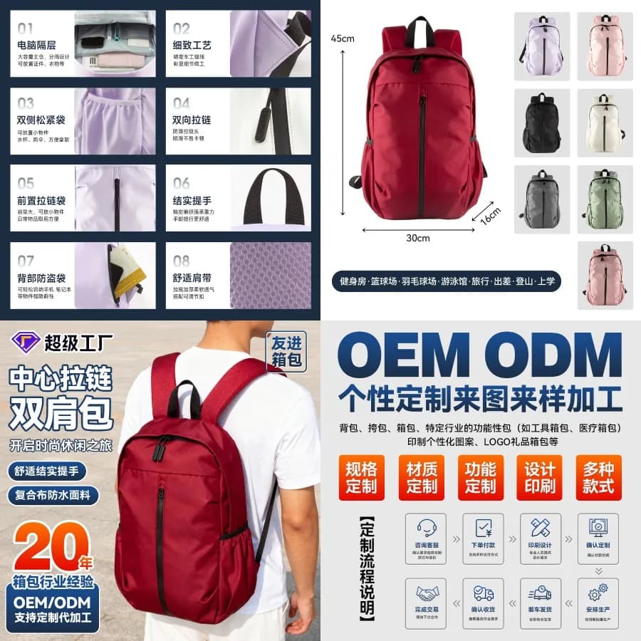 【Nuovo stile】- zaino da uomo business casual impermeabile per computer, con logo stampabile, zaino multifunzionale casual da viaggio e scuola
