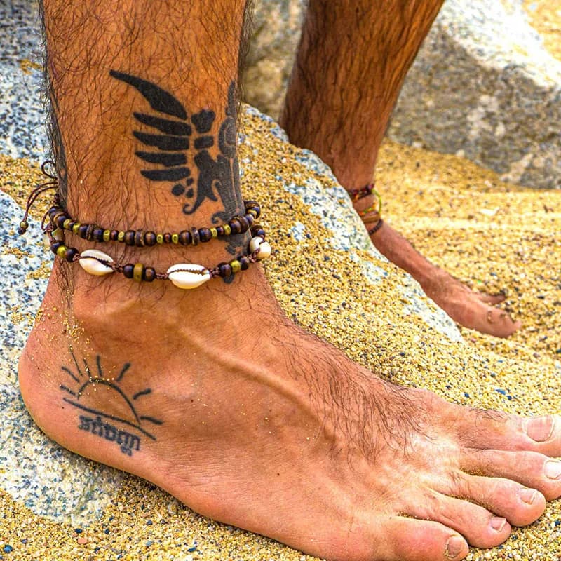 Bracciale cavigliera da uomo Boho Surf Cowrie Shell
