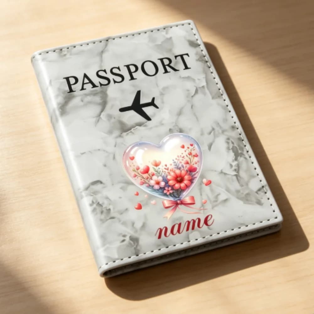 Personalized Custom Passport Holder, Elegant Travel Case Gift For Bridesmaid Honeymoon Travel Lovers