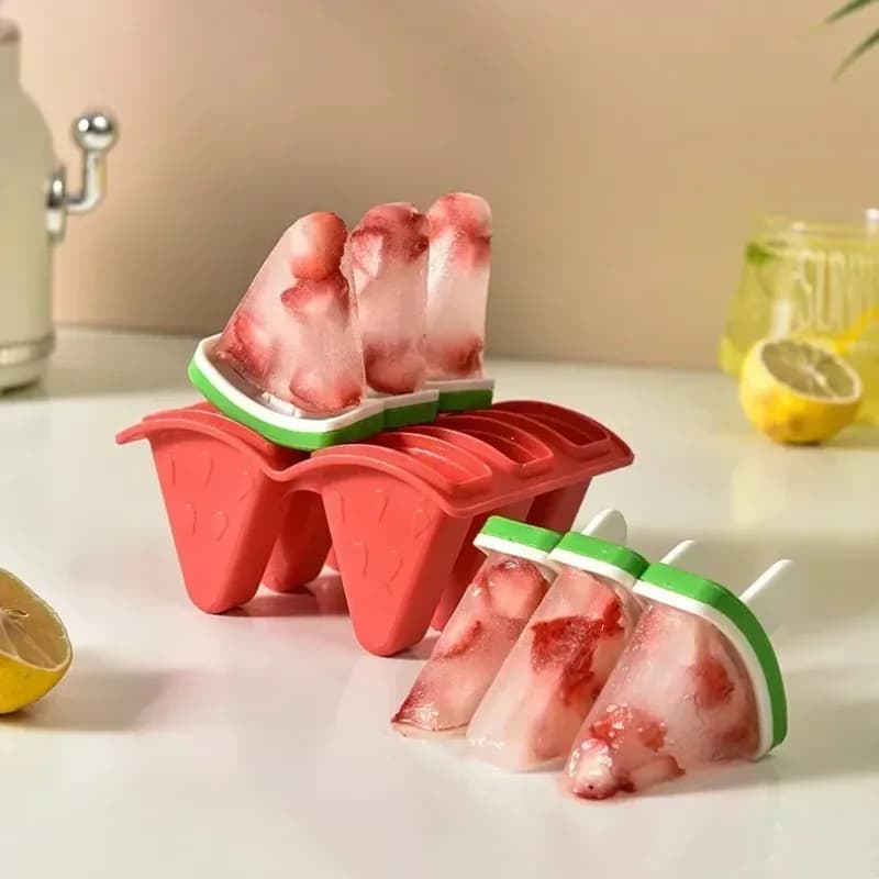 Stampo per gelato creativo a forma di anguria, stampo per cubetti di ghiaccio, stampo per bastoncini di frutta, non in silicone, per ghiaccioli fatti in casa con coperchi