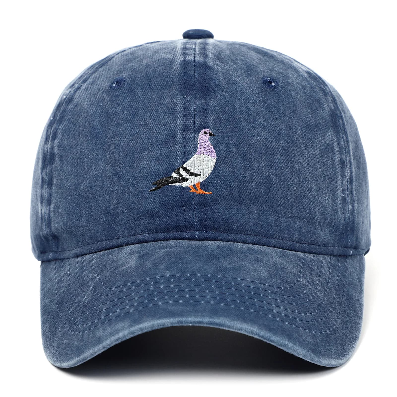 Washed Unisex Embroidered Pigeon Baseball Cap Sunscreen Outdoor Sports Casual Hat for Both Men and Women111