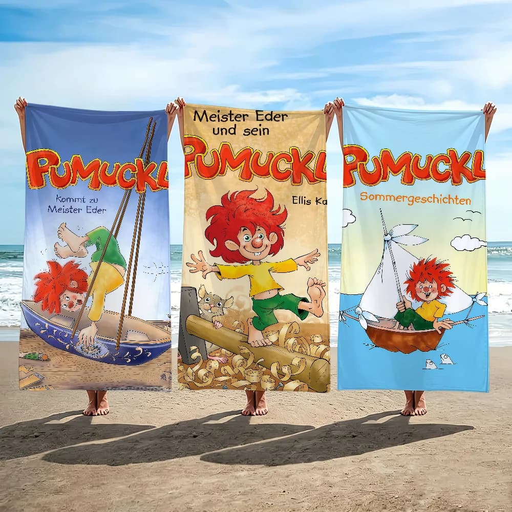 P-Pumuckl viene presentato a M-Meister E-Eder: Asciugamano da Spiaggia Leggero e Delicato sulla Pelle per Piscina, Spiaggia, Campeggio, Crociere, Estate