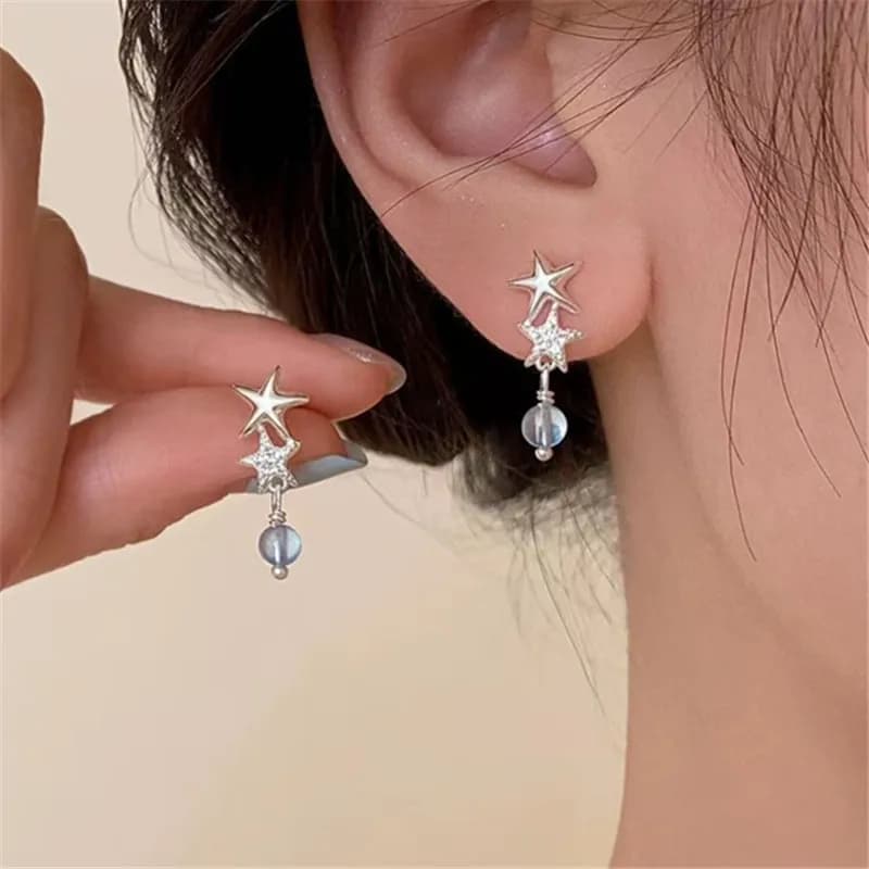 Orecchino di goccia della stella del zircone della nappa placcata argento di modo per il regalo dei gioielli del partito delle donne e995