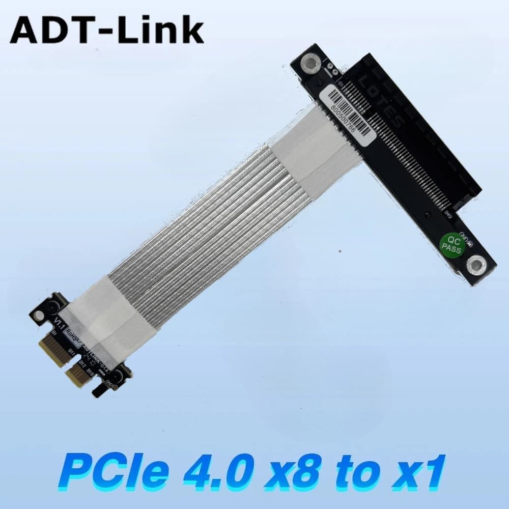 Cavo riser di estensione PCI Express 4.0 x1 a x8 placcato argento ADT-Link per scheda di acquisizione PCIe x8 RAID SSD, estensione schede USB LAN