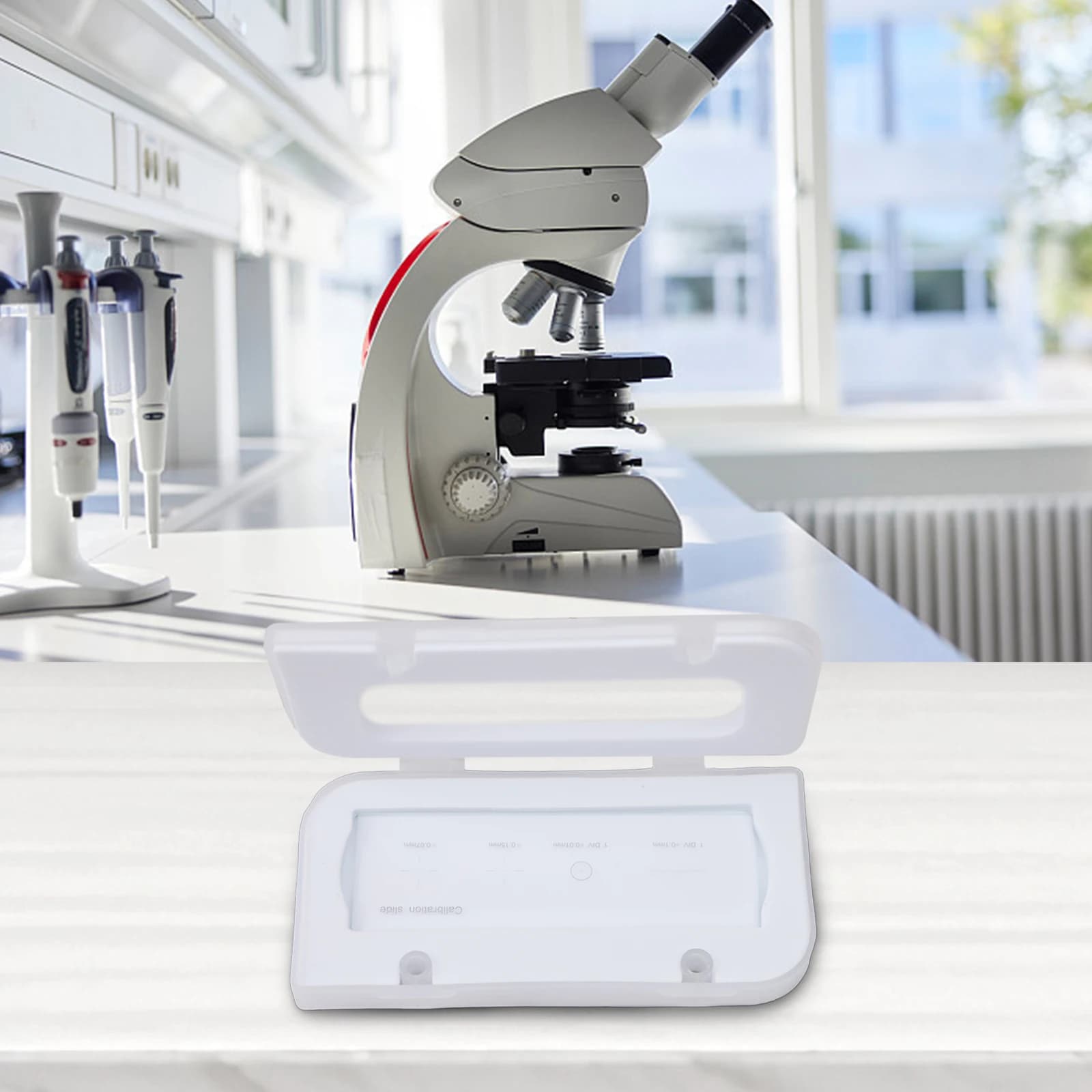 Righello di calibrazione reticolare per microscopio 0,01 mm in vetro ottico, micrometro per uso preciso con telecamere e oculari per microscopi