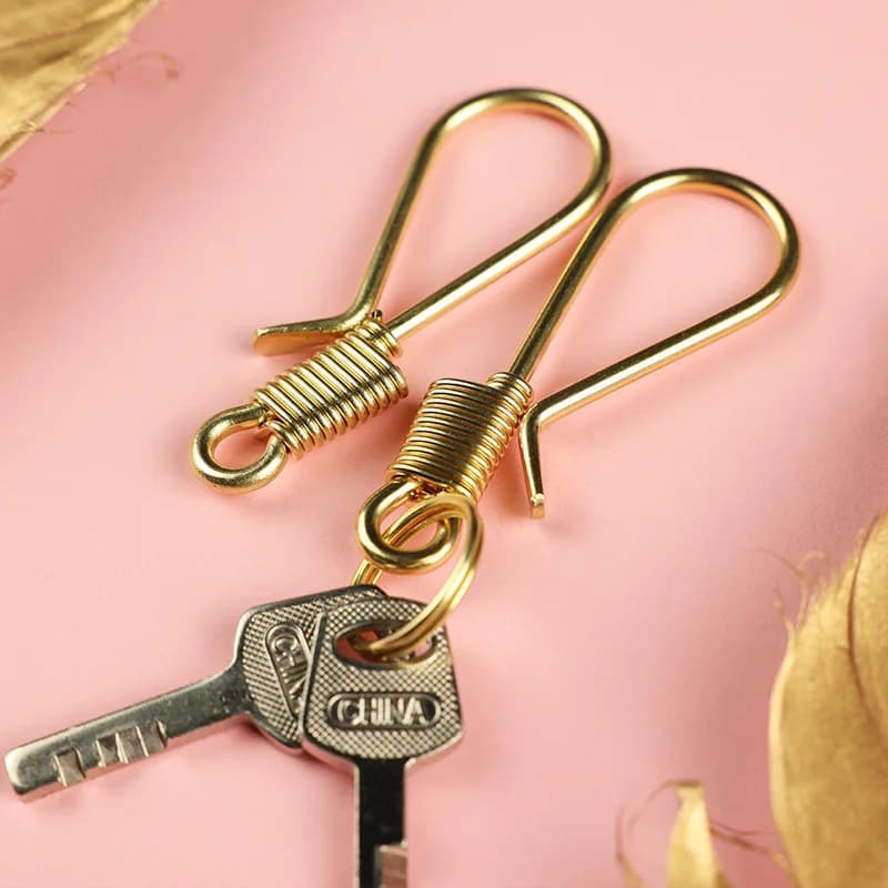 1Piece Brass Retro Keychain Stainless Steel Belt U Hook Fish Hook Fob Clip Clasp DIY Jewelry Making Findings Accessories