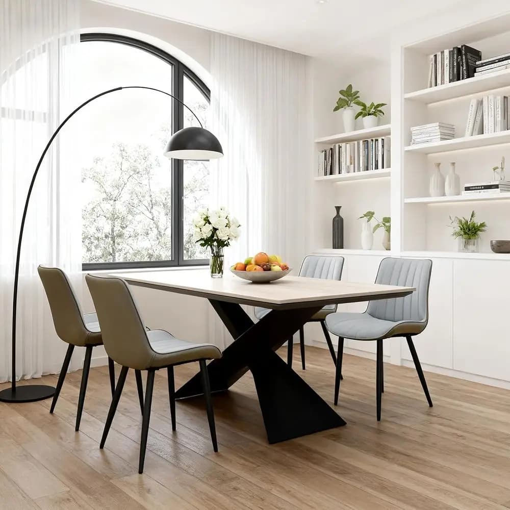 Set di 4 Sedie da Pranzo, Sedie Moderne in Pelle per Cucina e Sala da Pranzo, Comode Sedie Imbottite con Gambe in Metallo