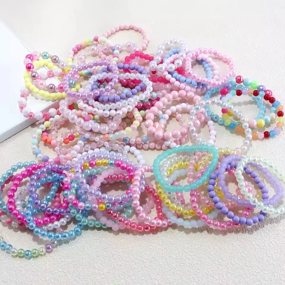 10 pezzi di braccialetti di perline color caramello per bambini, ragazza, festa di compleanno, bomboniere, baby shower, gioielli per ospiti, regalo, premi scolastici, sacchetto per dolcetti