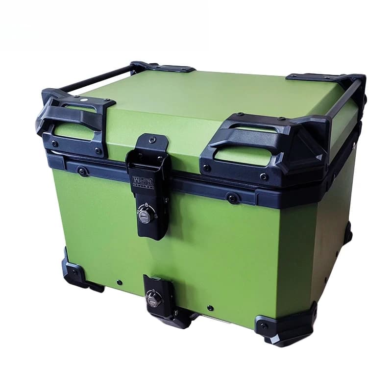 Baule per moto verde militare, valigia per moto posteriore superiore, scatola per bagagli da turismo, scatola per casco da moto da 45 litri
